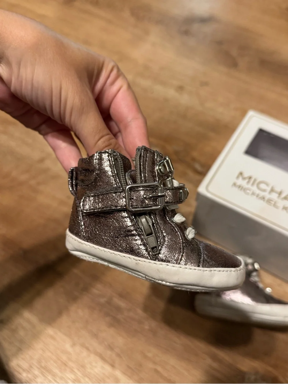 Michael Kors Baby Ivry Rory Metallic High Top Sneakers 3-6M